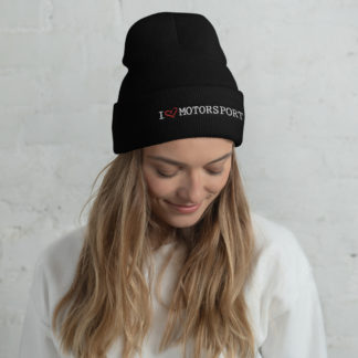 Cuffed Beanie: I Love Motorsport